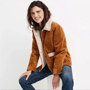 Madewell Sherpa-Lined Corduroy Swing Chore Coat. Golden Brown. Size Small